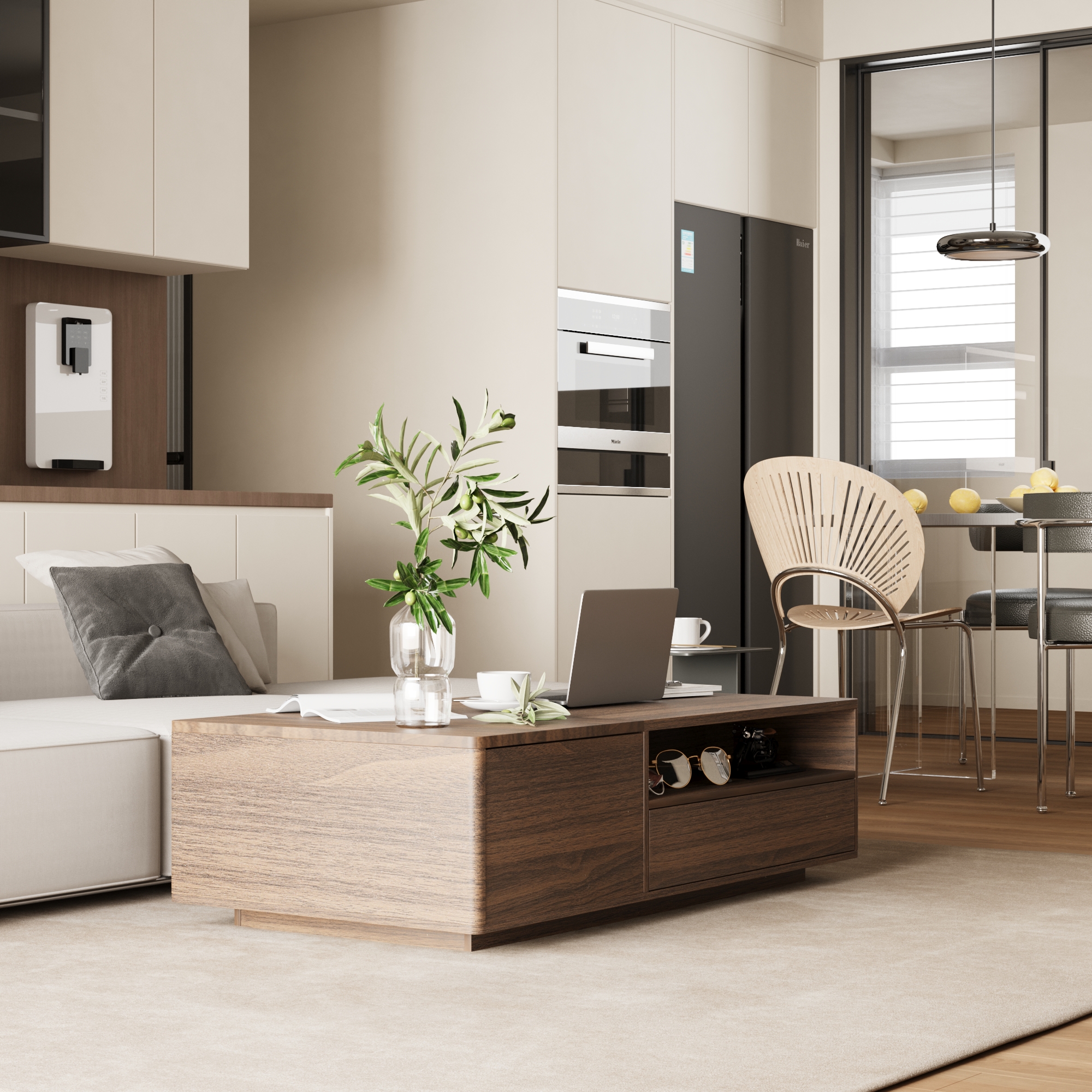 طاولة متعددة الإستخدامات - بني خشبي